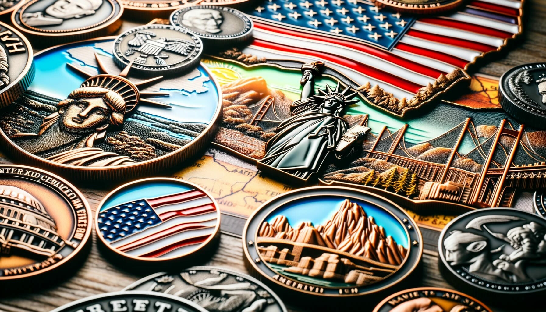 Custom Challenge Coins Inspired by America's Landmarks and Sights