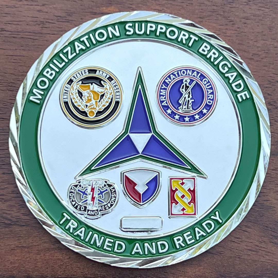 Reverse side of round challenge coin for 642nd Regional Support Group