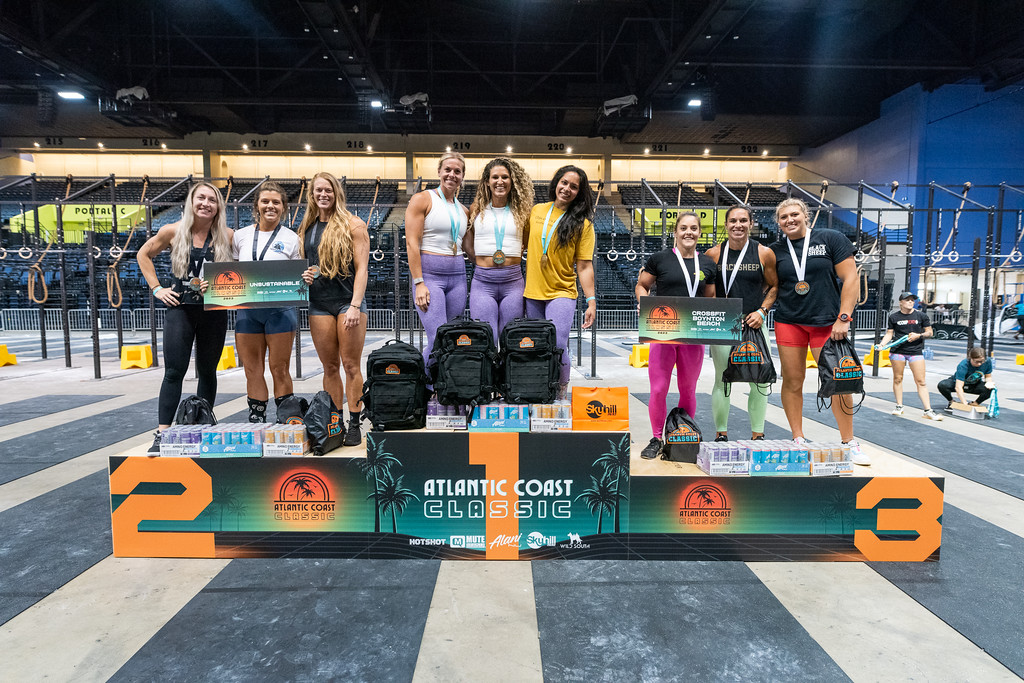 Women's Team medalists standing on podium at Atlantic Coast Classic
