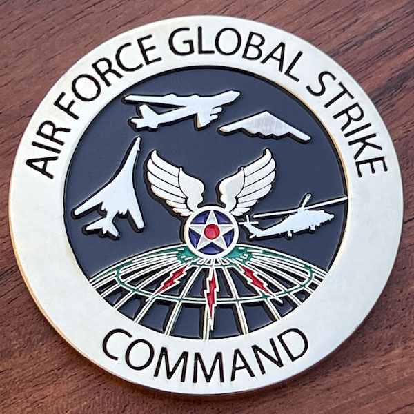Round challenge coin from Air Force Global Strike Command