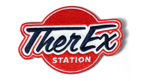 Custom-shaped patch representing TherEx Station. 