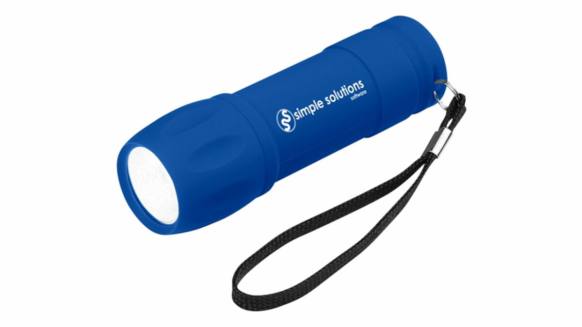 Modern flashlight with custom promo message imprint