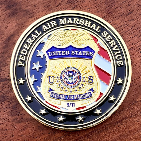 Gold Federal Air Marshal Service challenge coin. 