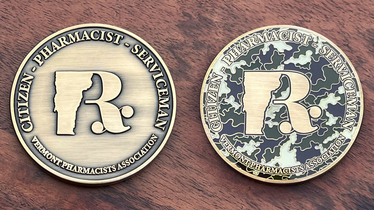 Round coin representing Vermont Pharmacists Association