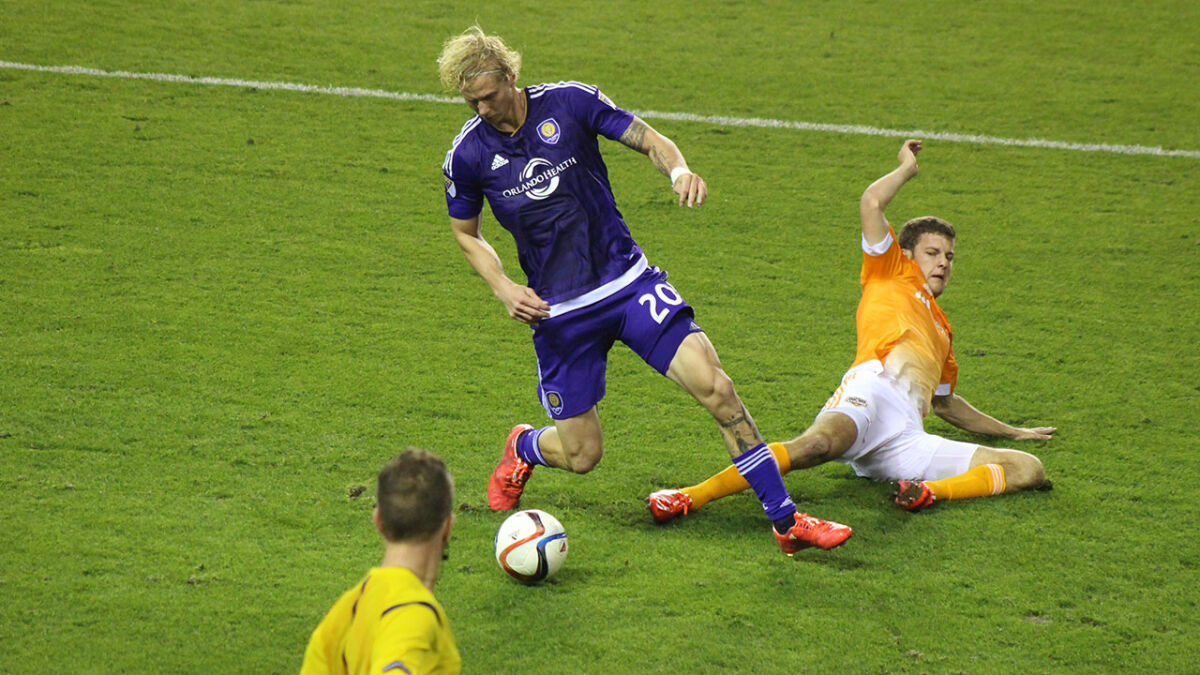 Soccer match in progress