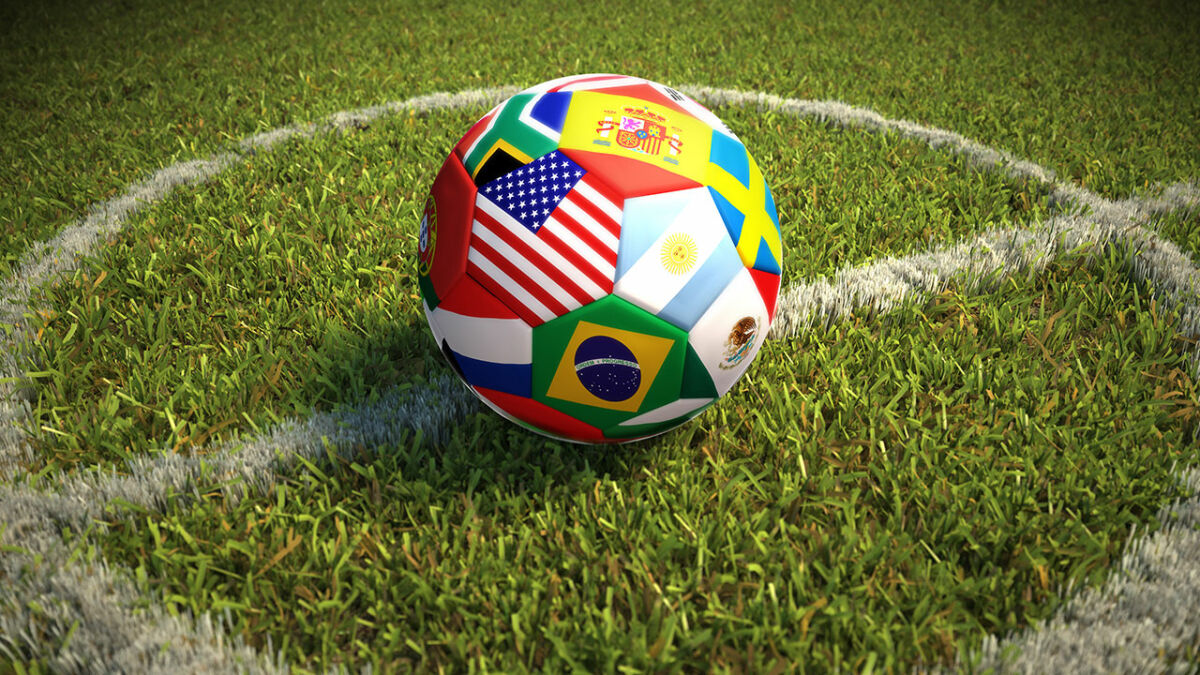 Soccer ball with flag designs from around the world